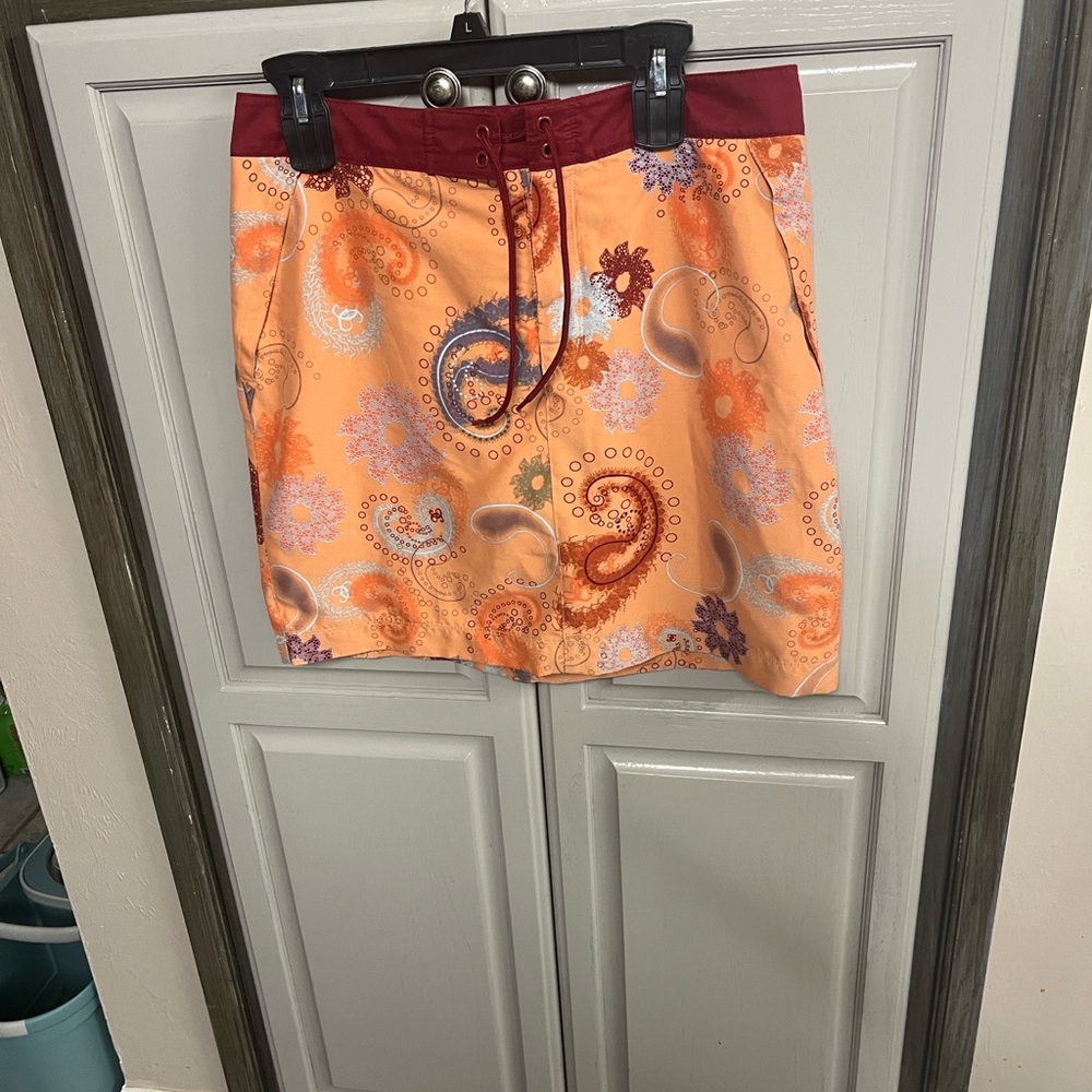 Silky Seashell Print Lined Shorts - Pink, Peach, Burgundy